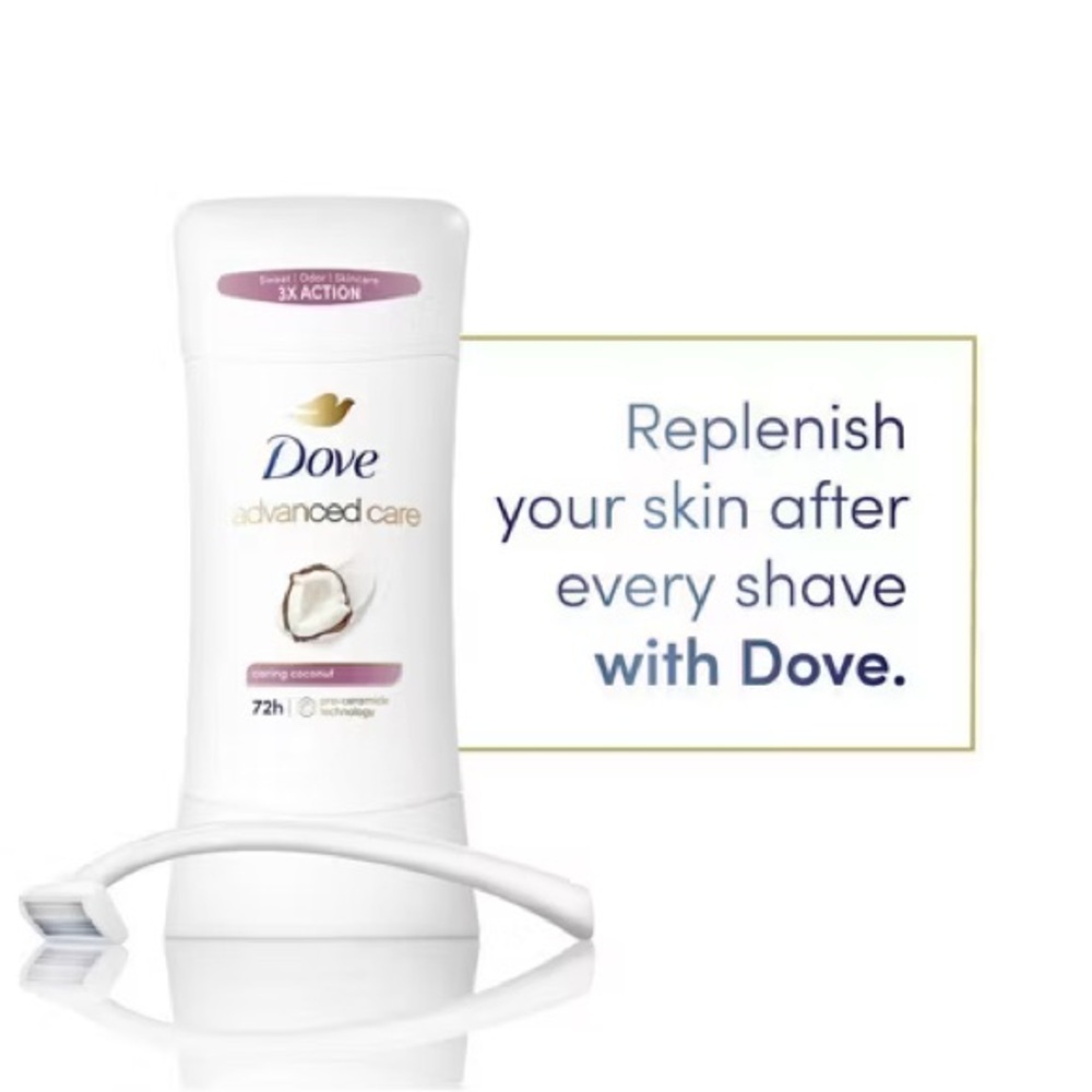 DOVE Advanced Care Caring Coconut 72-Hour Solid Deodorant, NEW - Picture 3 of 6